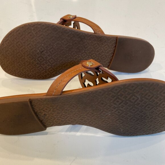 Tory Burch Miller Thong Sandal Vintage Vachetta Leather Size 9 - Picture 10 of 10